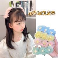 新品发饰毛毛球编发发夹花朵侧边刘海夹毛绒发卡小女孩儿童