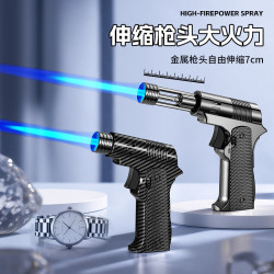 大火力蓝焰直冲伸缩枪头高温防风打火机适用于户外