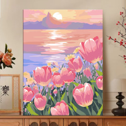 数字油画diy手工填色向阳而生花卉丙烯填充手绘画画油彩装饰画