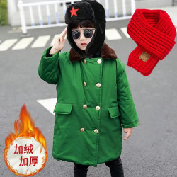 宝宝衣服大童加绒冬季大衣新款外套儿童棉服加厚童装6-12岁棉大衣