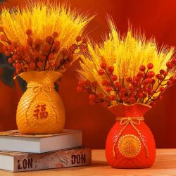 天然黄金大麦永久干花树脂福袋钱袋子客厅摆放花麦穗装饰仿真花