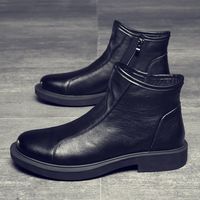 ECQO ACC头层牛皮男士秋冬保暖透气休闲马丁靴男切尔西靴加绒男靴