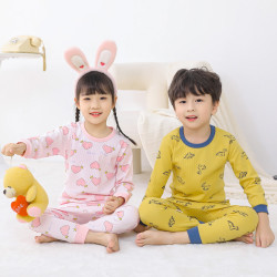 华婴童 儿童纯棉秋衣秋裤中大童保暖睡衣男童女童春款家居服全棉内衣套装