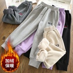女童运动裤秋冬加绒外穿新款卫裤中大童儿童冬季加厚一体绒裤子潮