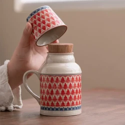 福花韵 小暖壶马克杯陶瓷焖茶杯新中式水杯瓶子办公杯子带手柄水壶随yw