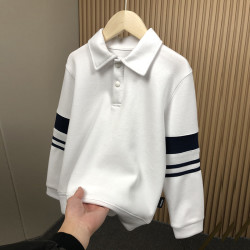 哈皮鲁 童装男童POLO衫儿童卫衣翻领2024秋装新款中大童长袖打底衫
