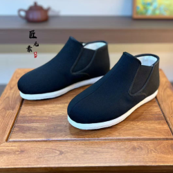 匠元素（手工棉鞋）男士小短靴礼服呢千层底老北京布鞋加绒冬季棉鞋