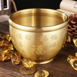 铜制精雕大号百福缸雕刻带金蟾高档创意米缸摆件零钱缸装饰工艺品