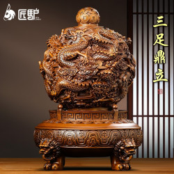 匠驴 三足鼎摆件客厅玄关办公室高端装饰品摆件中式公司乔迁开业礼物