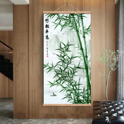 新中式植物工笔实木挂画布梅花牡丹荷花九鱼寿字竹报平安梅兰竹菊