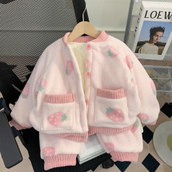 女童睡衣三层夹棉加厚秋冬季珊瑚绒儿童保暖冬款家居服