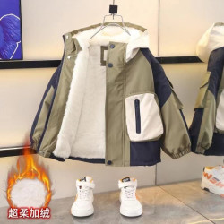 儿童二棉冲锋衣外套秋冬装2026新款潮男童冬季派克服男童外套