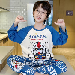 宝宝睡衣男童棉质长袖套装高达春秋小男孩中大童春秋季薄款家居服