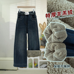 女童加绒牛仔裤加绒加厚冬季新款