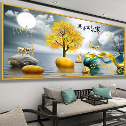 自粘3D现代简约沙发背景墙壁画轻奢墙纸防水贴画卧室装饰画墙面