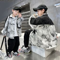 男童春秋休闲扎染外套衬衫新款中大儿童帅气秋装上衣