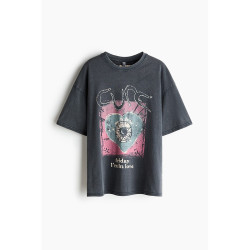 H&M HM女装T恤2026夏季新款做旧时尚气质通勤大廓形印花T恤1341688