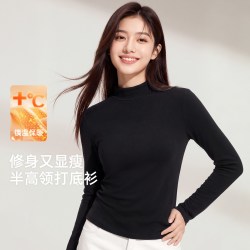 雪中飞 半高领打底衫女秋冬2026新款女士保暖内搭仿德绒长袖上衣PC