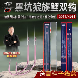 LANG ZU/狼族钓具黑坑狼族鲤钓鱼钩40副正钓子线双钩 110C合金钢