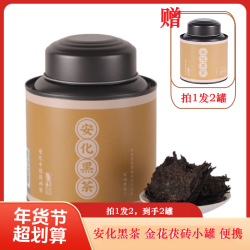 新春年货伴手礼安化黑茶谦益吉手筑金花茯砖茶罐装150g