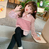 女童套装春秋2026新款洋气儿童春装网红小女孩针织马甲衬衫两件套