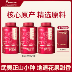 万山红 茶业正宗武夷山产区正山小种红茶罐装好茶叶蜜香110g*3自饮