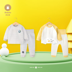 多比兔 舒绒棉婴幼儿宝宝高腰护肚秋衣秋裤内衣睡衣套装保暖秋冬