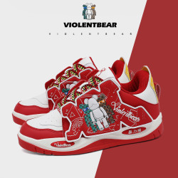 暴力熊 Violentbear/暴力熊国潮红色简约潮流潮鞋青少年百搭休闲板鞋928