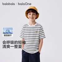 巴拉巴拉 儿童速干条纹短袖T恤