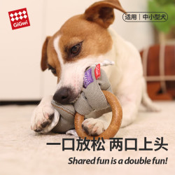 GiGwi 狗狗玩具耐咬松木毛绒帆布磨牙耐咬发声自嗨解闷幼犬小狗宠物玩具 呼啦圈-狮子