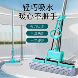 百家好世 滚轮海绵拖把  强劲吸水  一拖即干  一冲即净 干湿两用