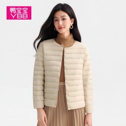 鸭宝宝 2026新款轻薄羽绒服女90鸭绒无领保暖内胆修身秋冬反季外套