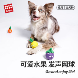 GiGwi 狗狗玩具耐咬水果叫叫发声玩具球磨牙解闷神器宠物用品边牧比熊 水果网球-桔子S