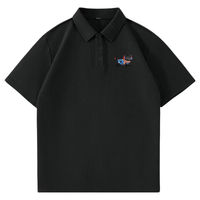 名创优品 男士重磅华夫格短袖POLO衫 黑色 2XL