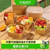 88VIP：特美居 一次性牛皮纸餐盒露营野餐水果外卖打包便当盒750ml*10套
