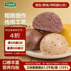 华田禾邦 三色藜麦全麦杂粮馒头600g*2袋12个纯手工五谷杂粮包速食面点早餐