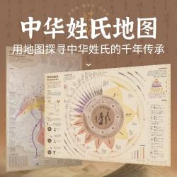 中华姓氏地图 2张 覆膜防水 中华姓氏的来源发展和迁徙