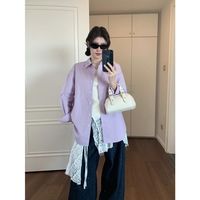 AOSER 纯棉 浅紫色 长袖衬衫