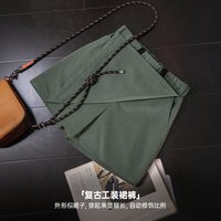马登 夏日美式假两件工装短裙裤山系徒步防走光百搭松紧腰裙裤子女