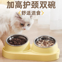 疯狂的主人 猫碗双碗自动饮水宠物猫粮狗粮盆不锈钢狗狗饭盆猫盆狗碗宠物用品