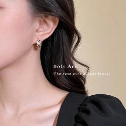 半日逅屿 法式菱格纹滴釉耳扣时尚通勤几何锆石耳环女轻奢高级感老钱风耳饰 菱格锆石耳扣