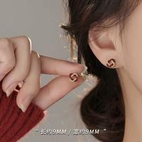 半日逅屿 韩国红色同心结耳钉女轻奢独特高级感马年耳环气质本命年新款耳饰 同心结耳钉（两只价