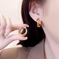 半日逅屿 欧美金属感简约扭纹圆圈耳扣耳环轻奢小众高级感耳钉网红同款耳饰 E6947金