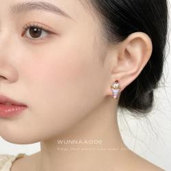 半日逅屿 原创可爱童趣夏日冰激凌清新甜美微镶锆石银针耳钉新款小众耳饰女 7444原创版权冰淇淋耳钉