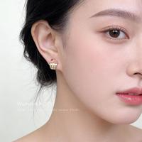 半日逅屿 原创清新甜美手工彩绘银针微镶锆石蛋糕小耳钉可爱新款耳饰女 7436原创版权蛋糕耳钉