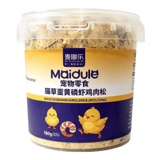麦嘟乐 肉松狗粮猫粮零食果蔬蛋黄磷虾鸡肉松猫犬通用零食拌粮伴侣 鸡肉松180g*1桶