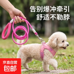京喜 四季通用狗狗胸背防爆冲遛狗绳中小型犬轻量化狗绳可以调节牵引绳