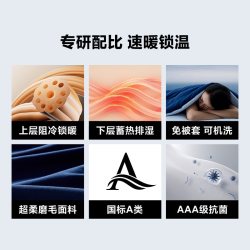 8H 十孔双层冬季加厚保暖被A类抗菌可机洗免被套家用被芯