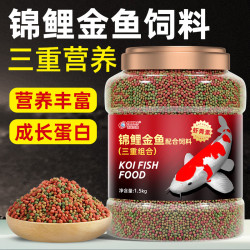 德瑞水族 鱼饲料锦鲤饲料育成色扬增体鱼食金鱼饲料血鹦鹉鱼鱼粮中粒1.5kg