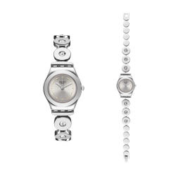 swatch 瑞士手表时尚商务简约钢带小表盘石英女腕表圣诞